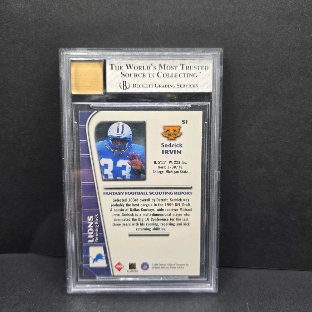 Collector's Edge Triumph Football Sedrick Irvin BGS 8 Auto‎ 10 1999